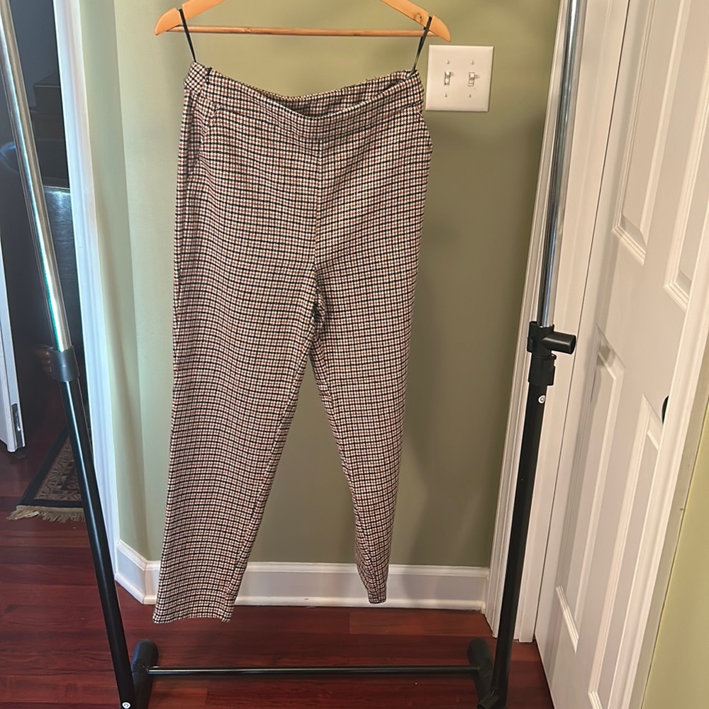plaid women’s straight leg pants side zipper